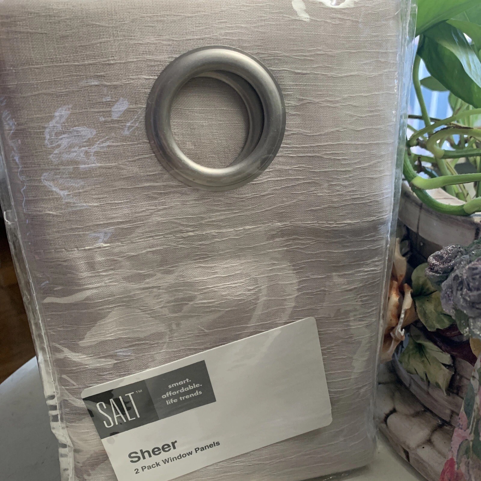 SALT LORA Sheer 2 Panels Pack~ Grommet LInen Curtains 38”X 63”