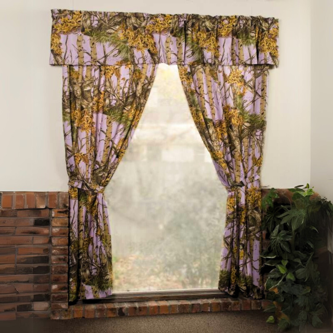 The Woods Lavender Nature Curtain Set – Rod-Pocket, Cabin Decor