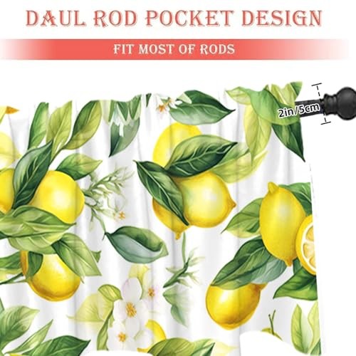 Nature Exotic Lemon Tree Branches Treatment Valance Watercolor Plant Fruit Art