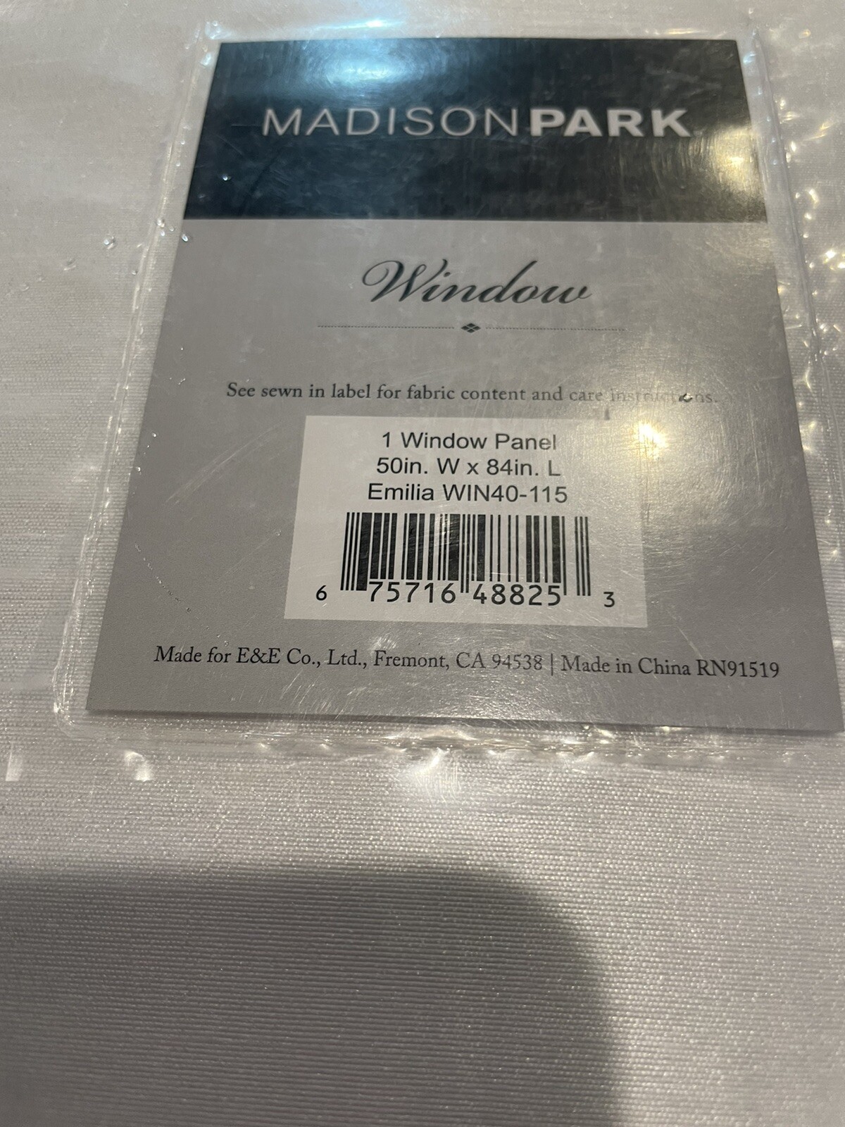 Madison Park Window Panel 1 Emilia White 84”x 50” DIY Twist Tab Top NIP EZ Insta