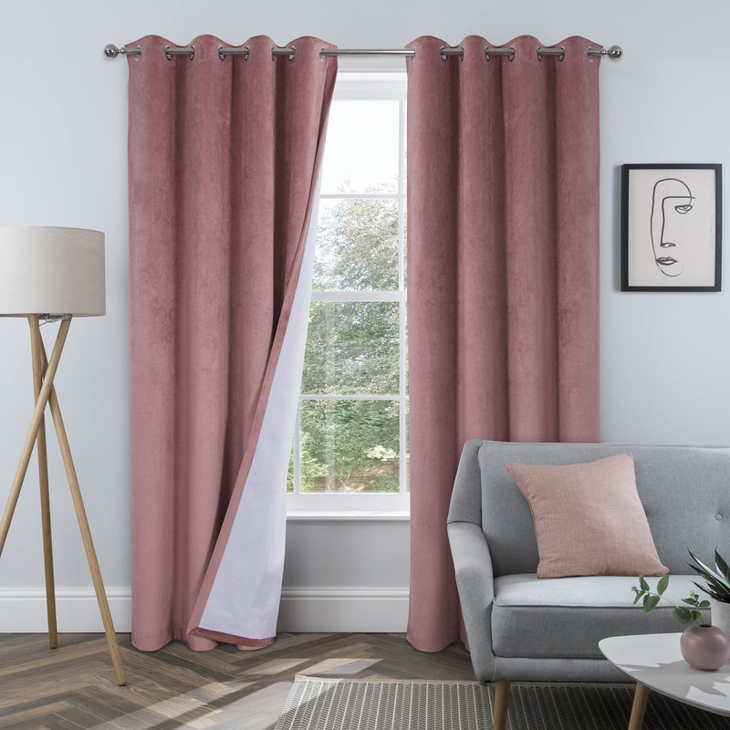 Always4U 52 63 Wild Rose Soft Velvet Curtains Set Of 2 100 Blackout Thermal