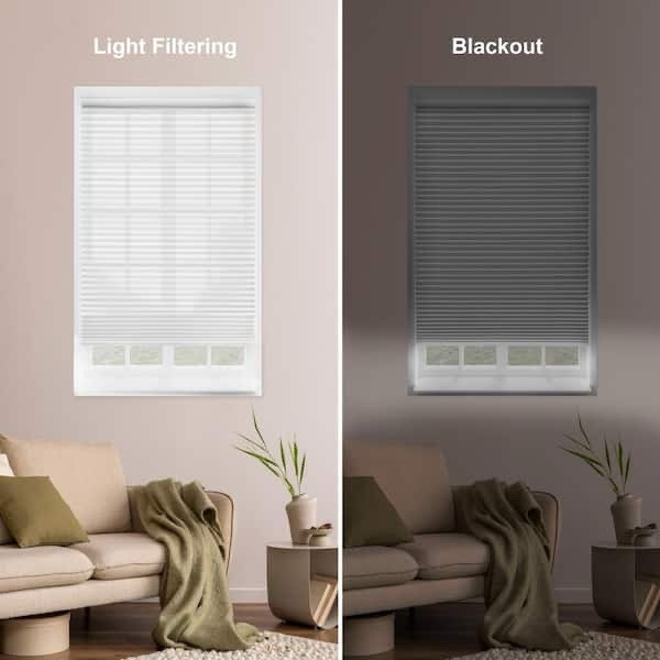Shadow White Cordless Blackout Cellular Shade 34 in. W x 72 in. L Blinds