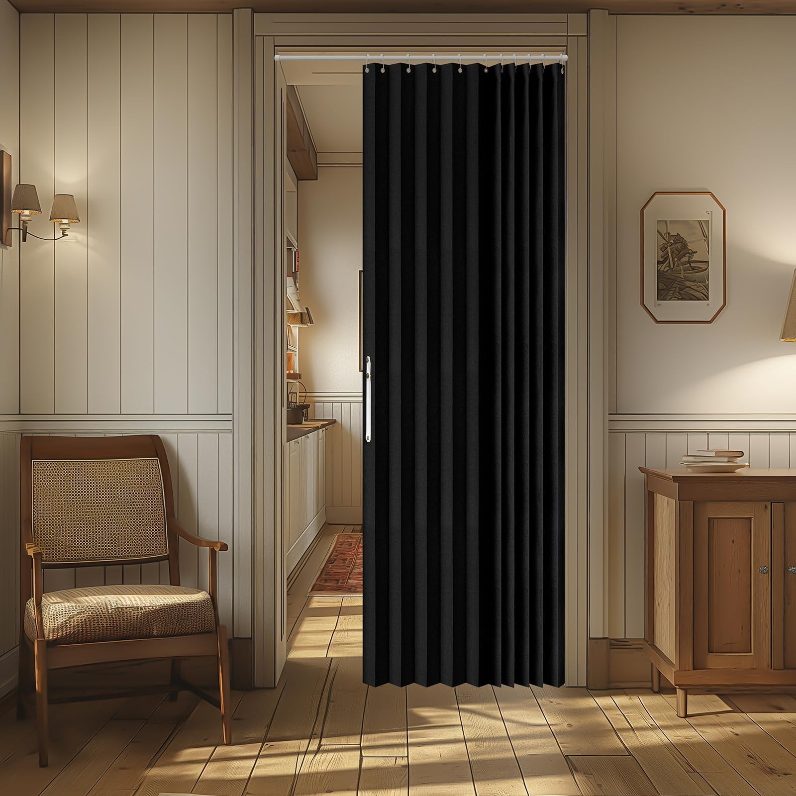 100% Blackout Magnetic Door Curtain Accordion Doors Interior Closet Door Curt…