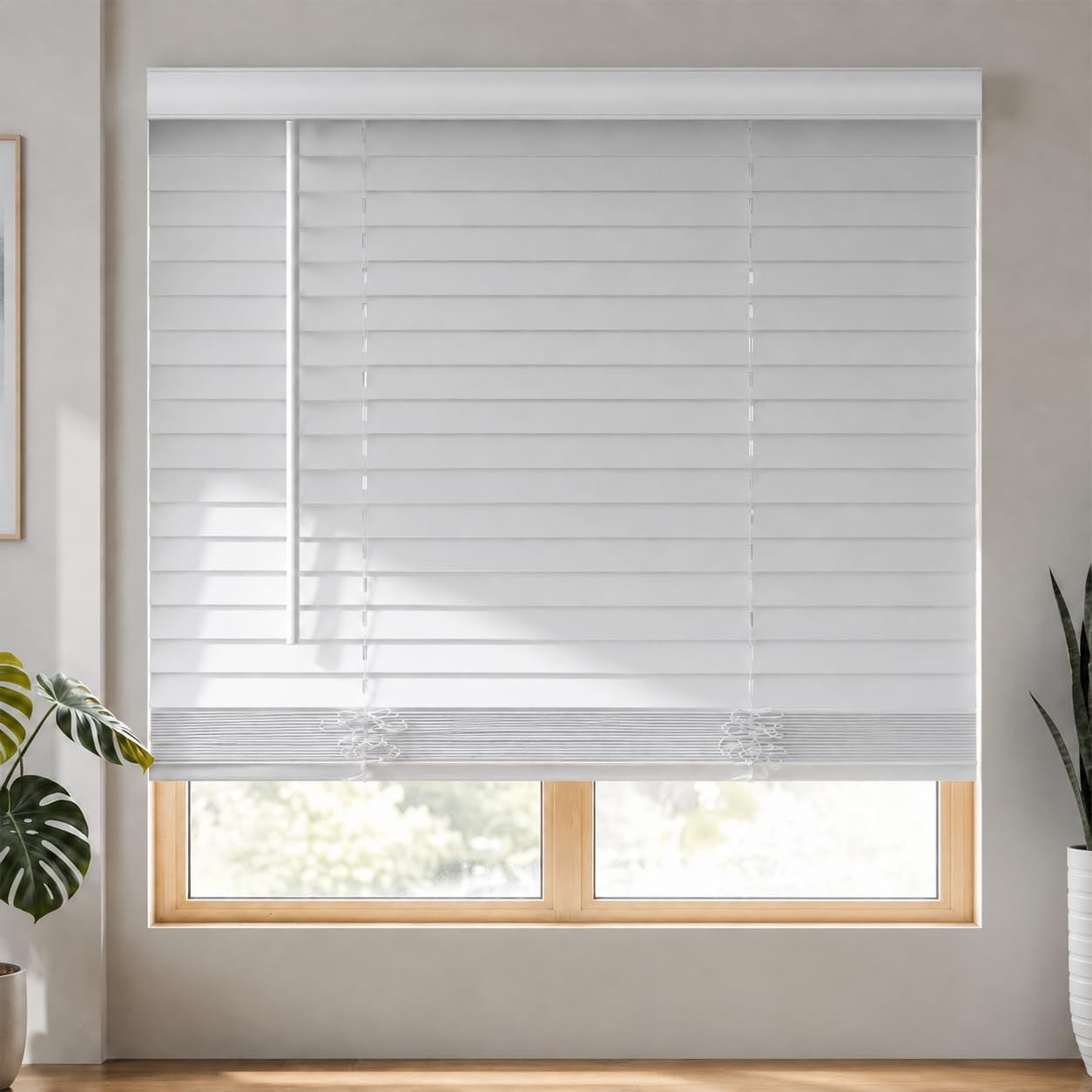MYshade 2″ Cordless Faux Wood Blinds, 32″ W x 72″ H, Slat Horizontal Blinds w…