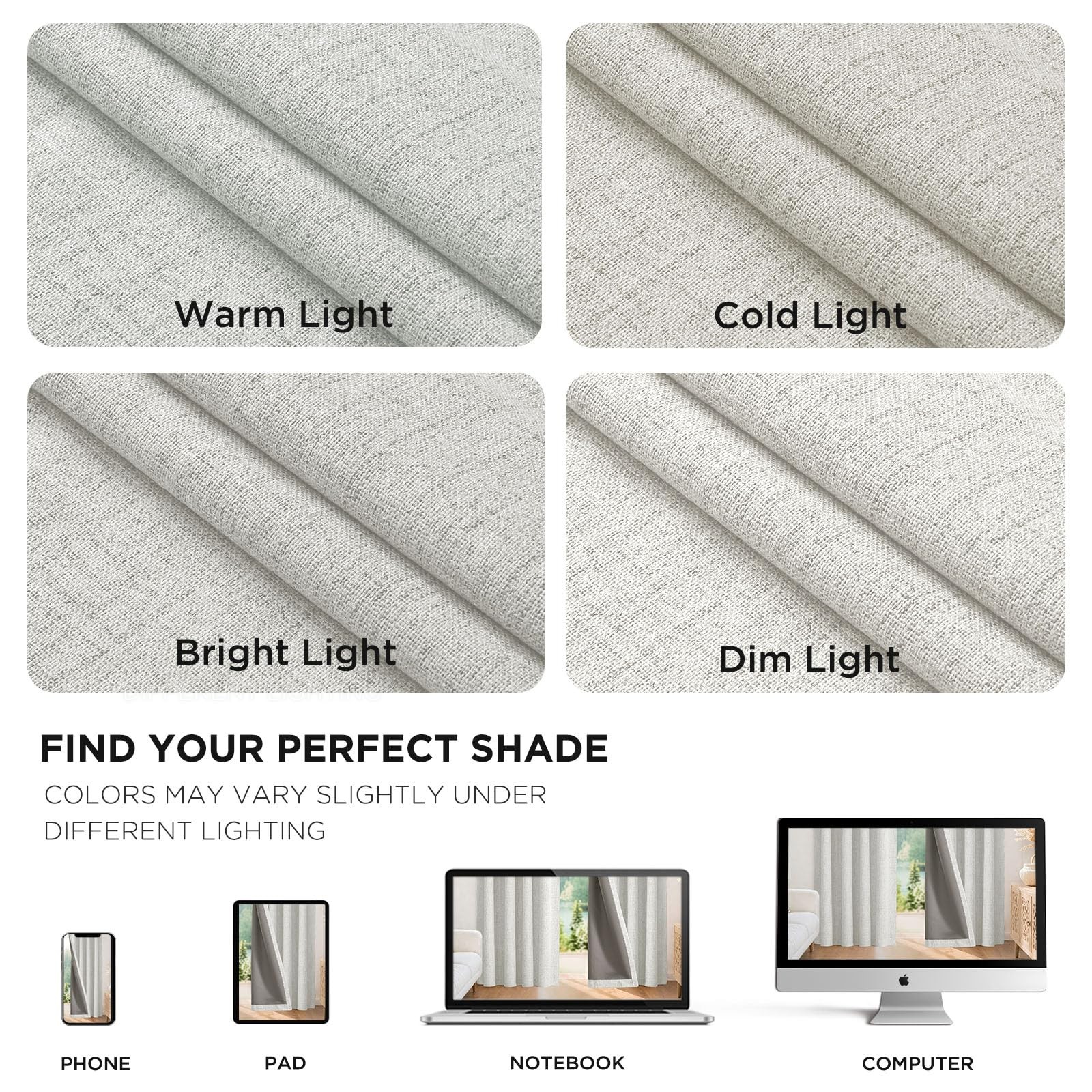 Blackout Curtains, 100% Blackout, 213.4cm Long, 2 Panels, Castle, Natural…