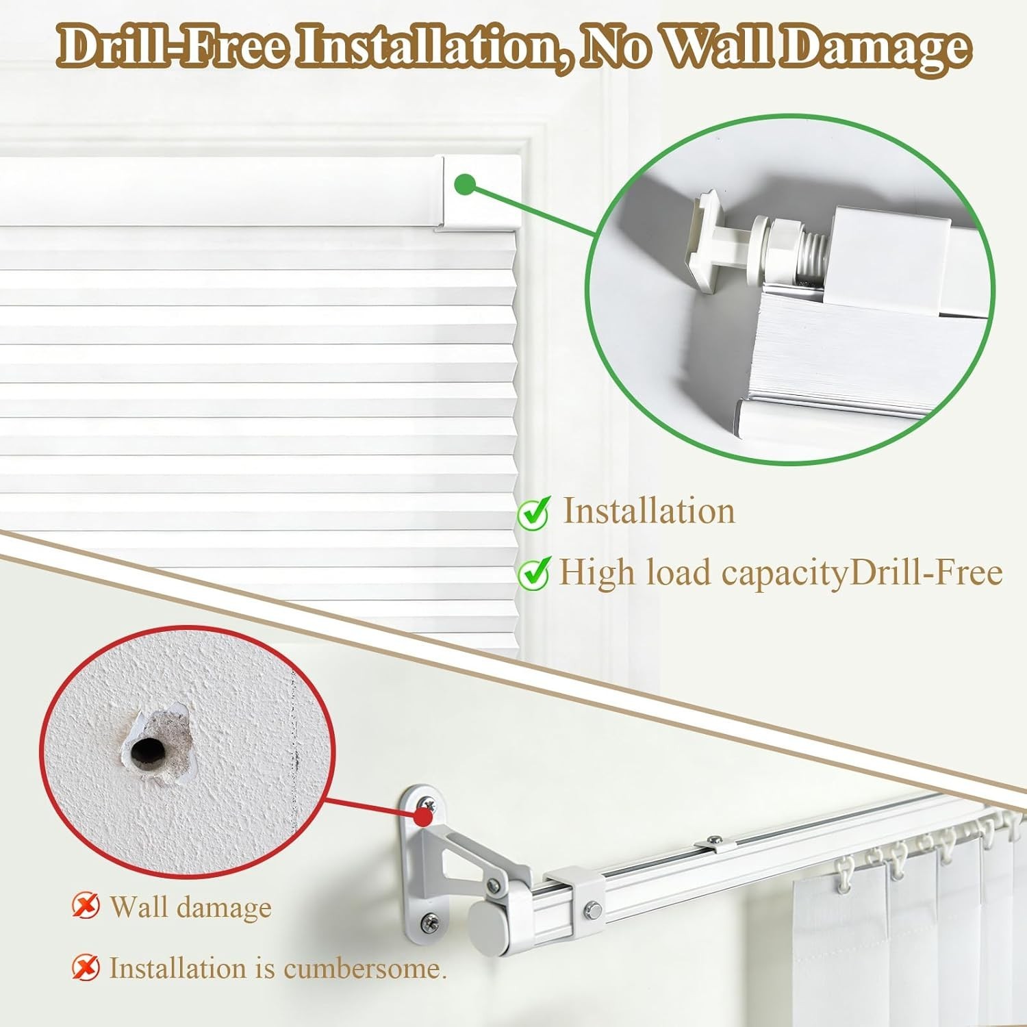 Customizable Cordless Honeycomb Blinds, Noise Reducing & Light Filtering, 31×36″