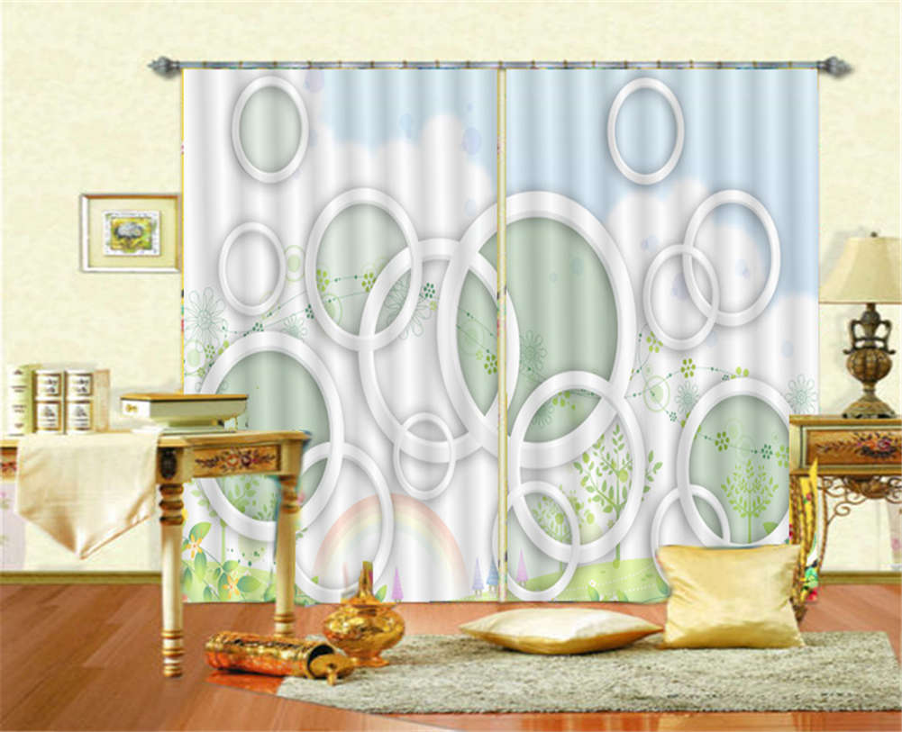 Green Grass And Blue Sky3D Curtain Blockout Photo Printing Curtains Drape Fabric