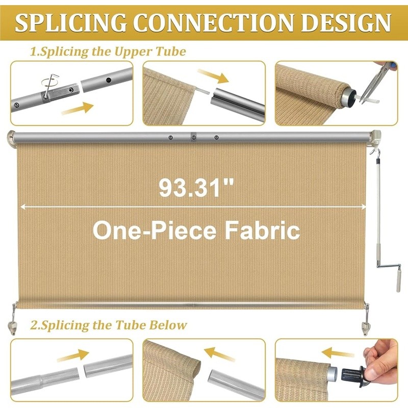 Outdoor Roller Shades UV Protection Privacy Blinds Easy Install Cordless New