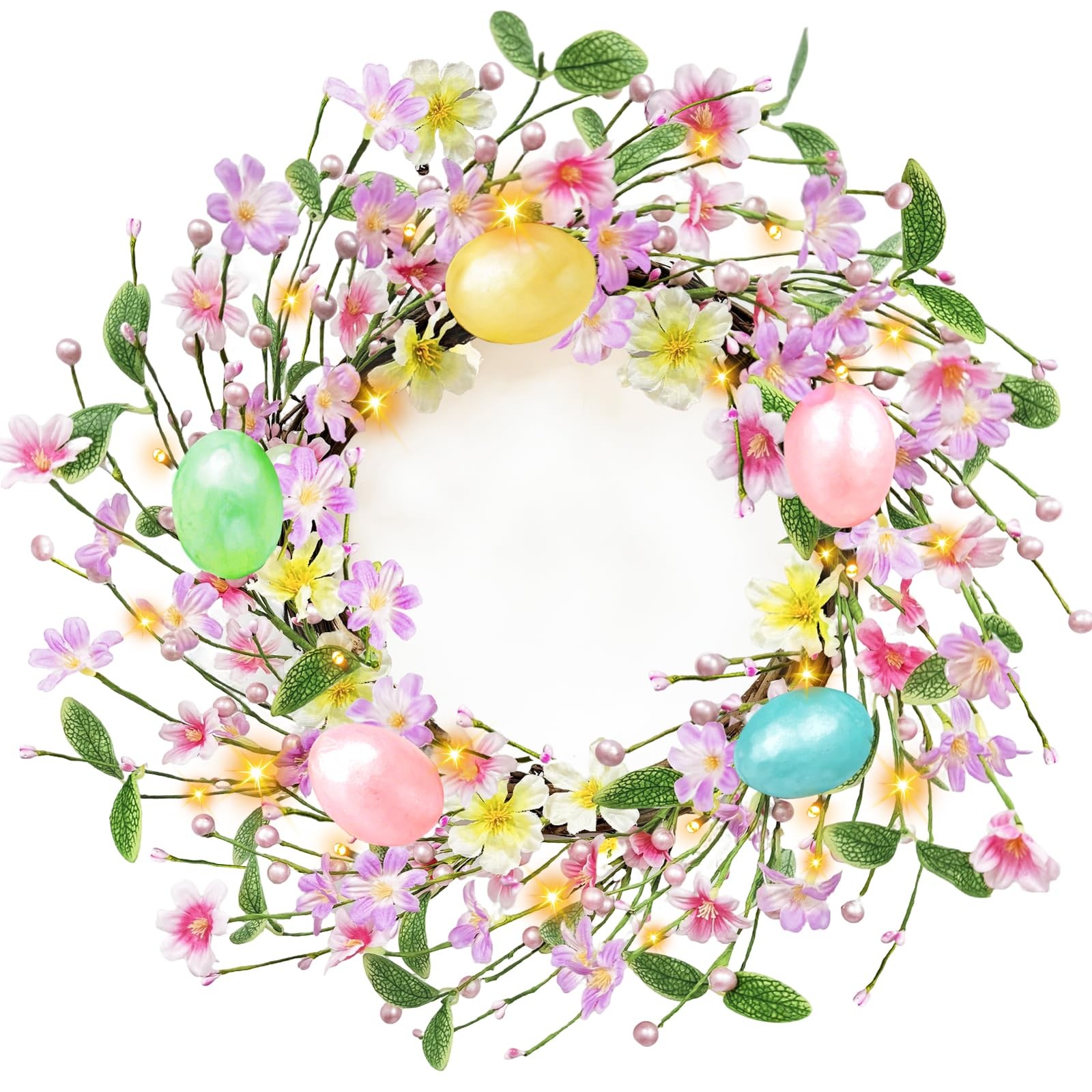 Timer – 20 Inch Easter Wreaths for Front Door 20 20 LED, Multicolor