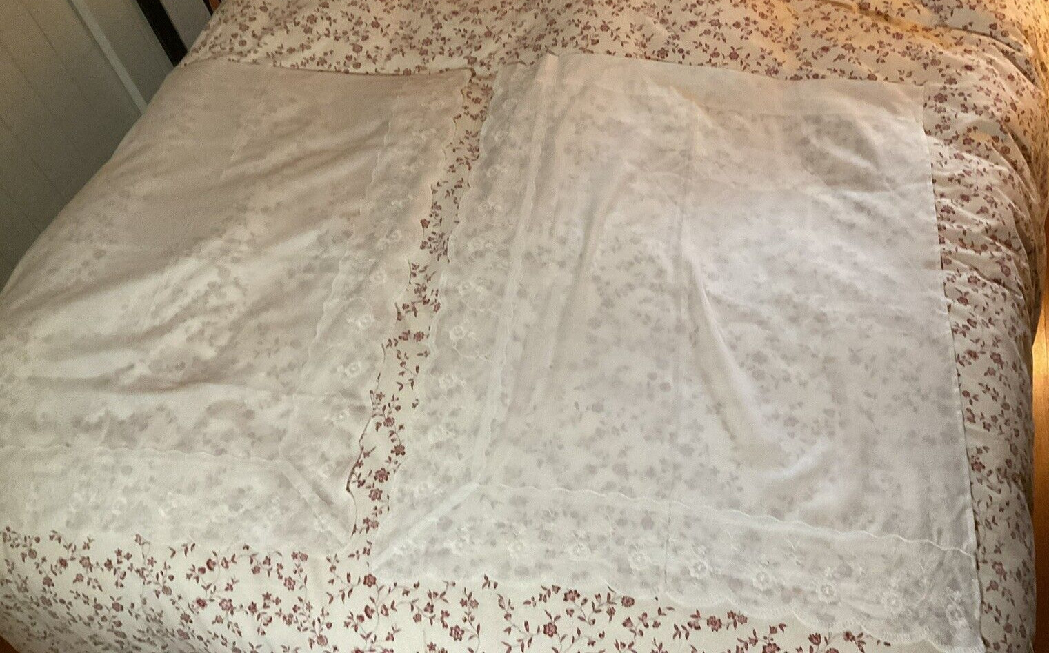 White Kitchen Curtains (one has some damage up near the top, see photos)