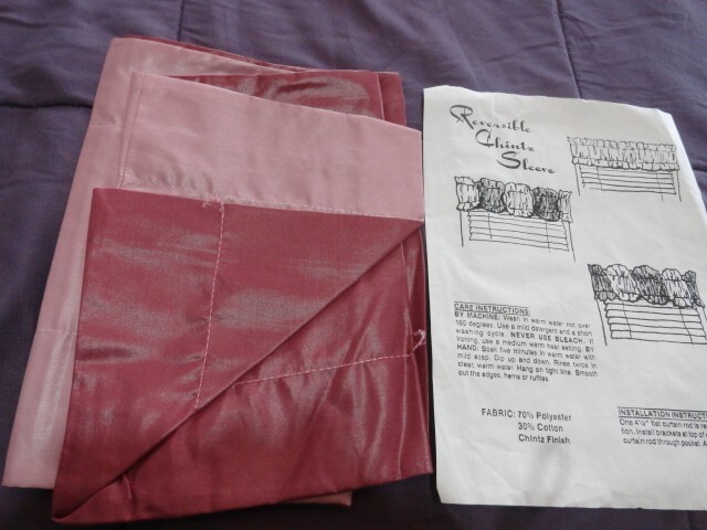 New VTG Reversible Chintz Double Ruffle Curtain Rod Sleeve Valance for 4.5″ Rod