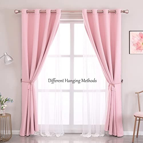 Double Layer Curtains 90 Inch Length- Baby 52″W x 90″L (Pack of 2) Pink