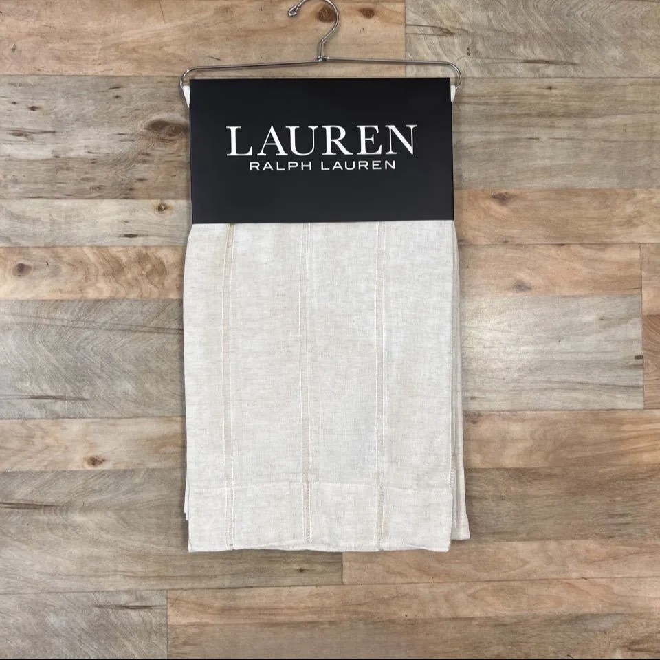 Ralph Lauren 54 x 96 Hamilton Linen Beige Sheer Curtains Striped Stripes Woven