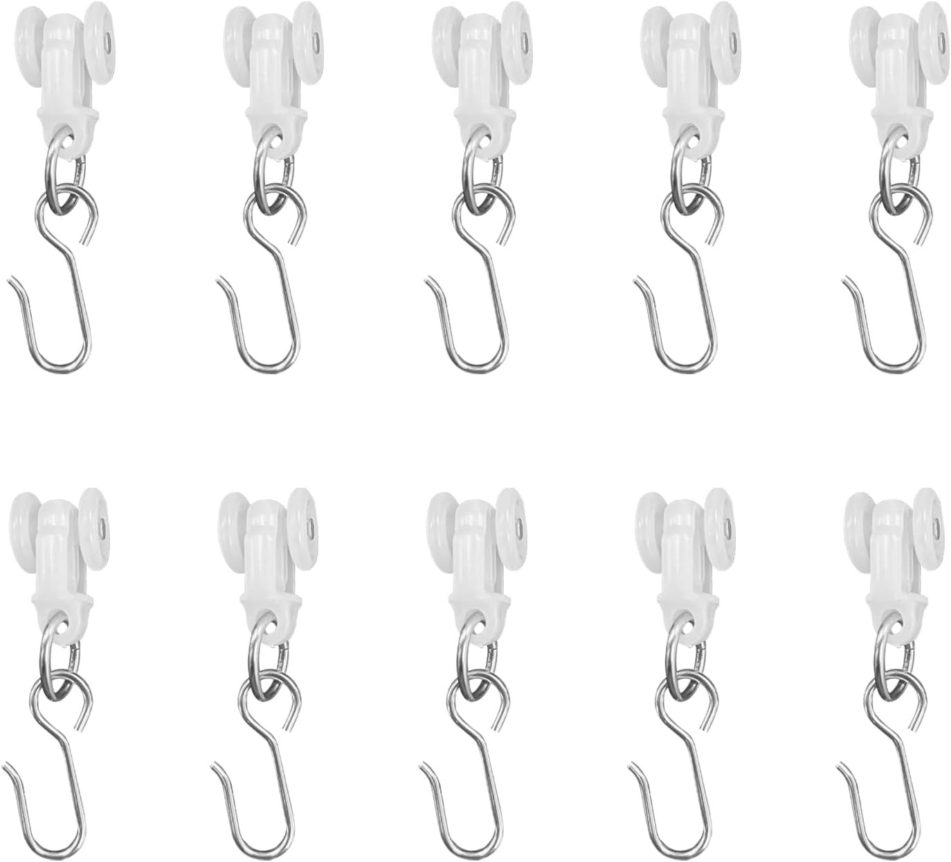 10 Pcs Roller Hooks for Curtain Track, Smooth Quiet Glider Rollers and Hooks …