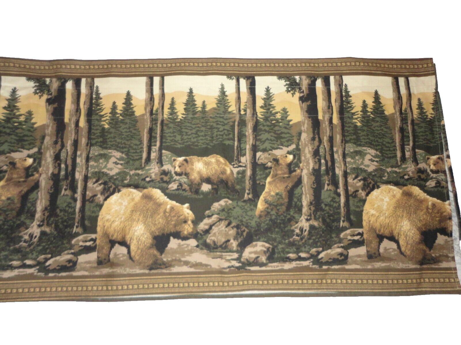 JCP PENNEY KIMLOR PINE CONES LODGE BROWN GREEN (1) LARGE TAILORED VALANCE 22X86