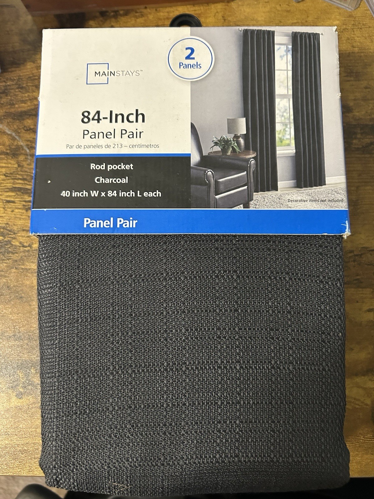 NEW MAINSTAYS ROD POCKET CHARCOAL COLOR PANEL PAIR 40X84