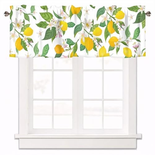Floral Curtain Valances for Windows, Kitchen 42″W x 12″L (Pack of 1) Lemon