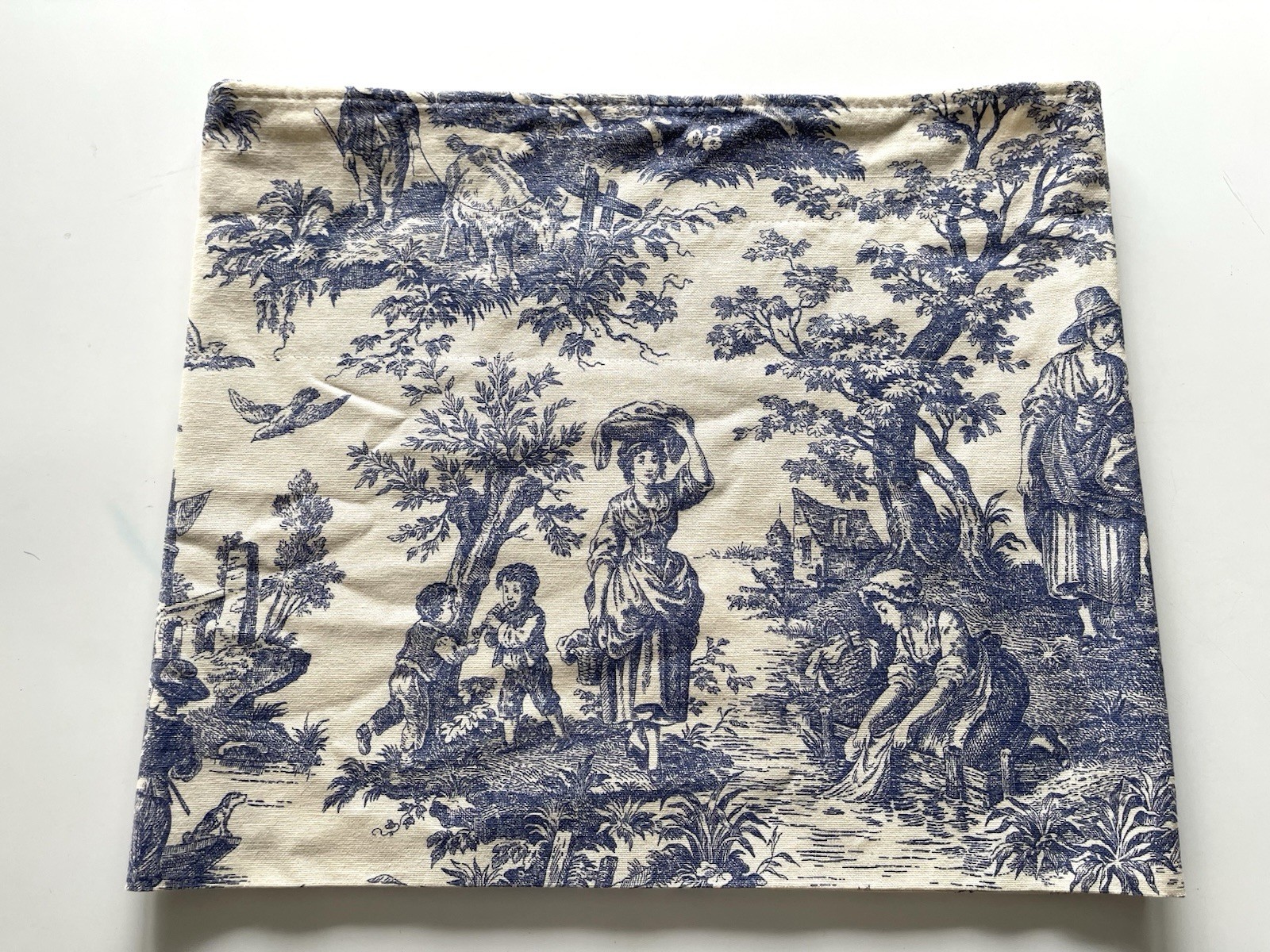 WAVERLY LG Valance COUNTRY LIFE Blue Toile Cotton Curtain Straight 16 X 78