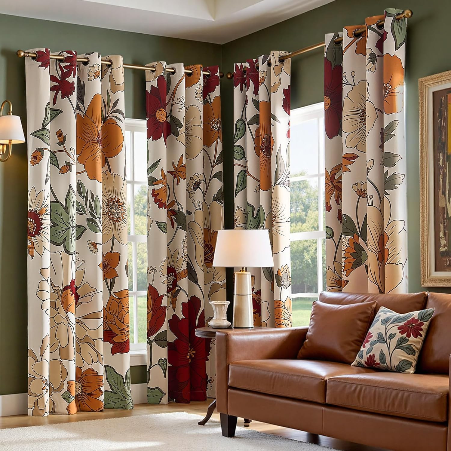 Lora Vintage Floral Blackout Curtains 84″ – Boho Fall Decor, 4 Panels