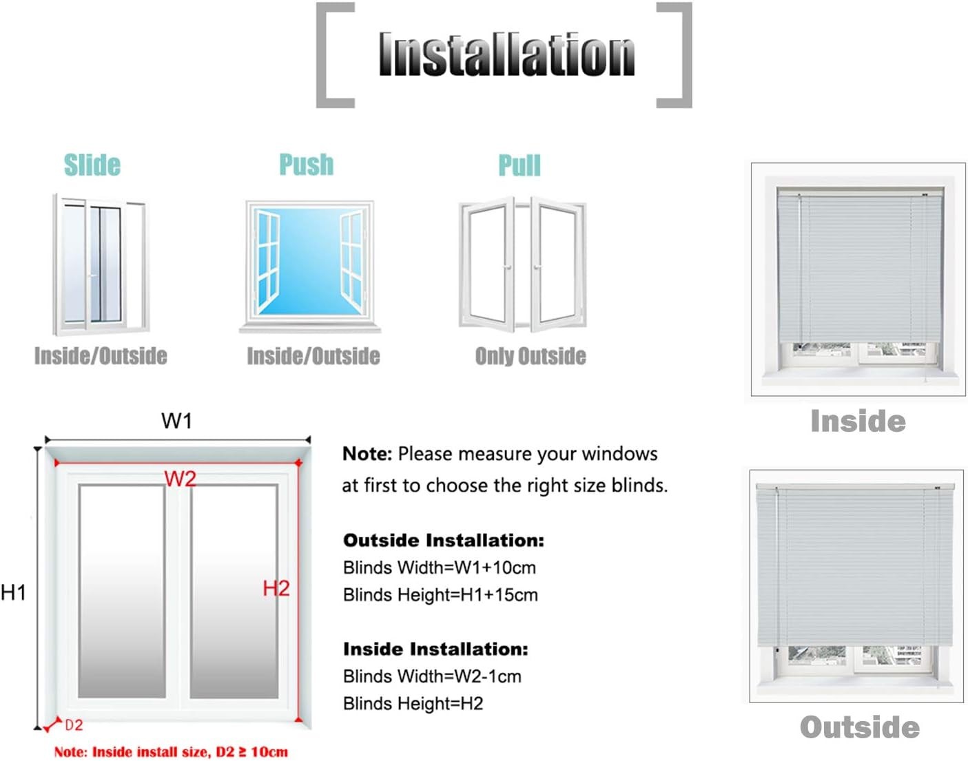 YIIBAII Mini Blinds Suitable for 20″ W x 64″ H Windows 1″ 20″W x 64″H, White