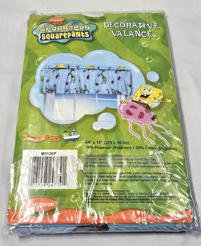 VTG SpongeBob SquarePants Decorative Valance Curtain 84x 15 Blue Nickelodeon NEW