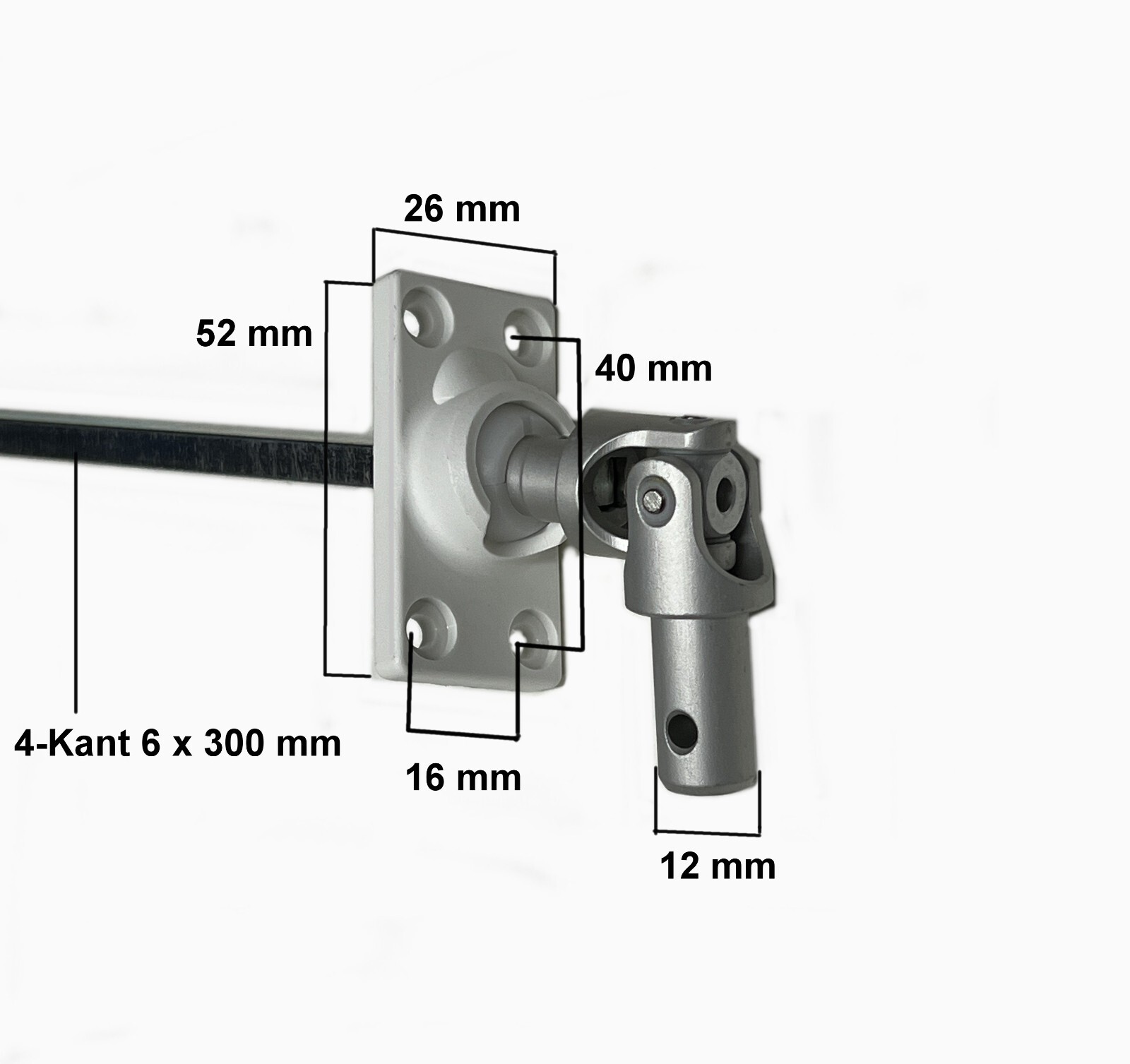 Crank Joint Crank Joint Crank Rod 26×52 4-Sided 6mm Pin 12mm White GE