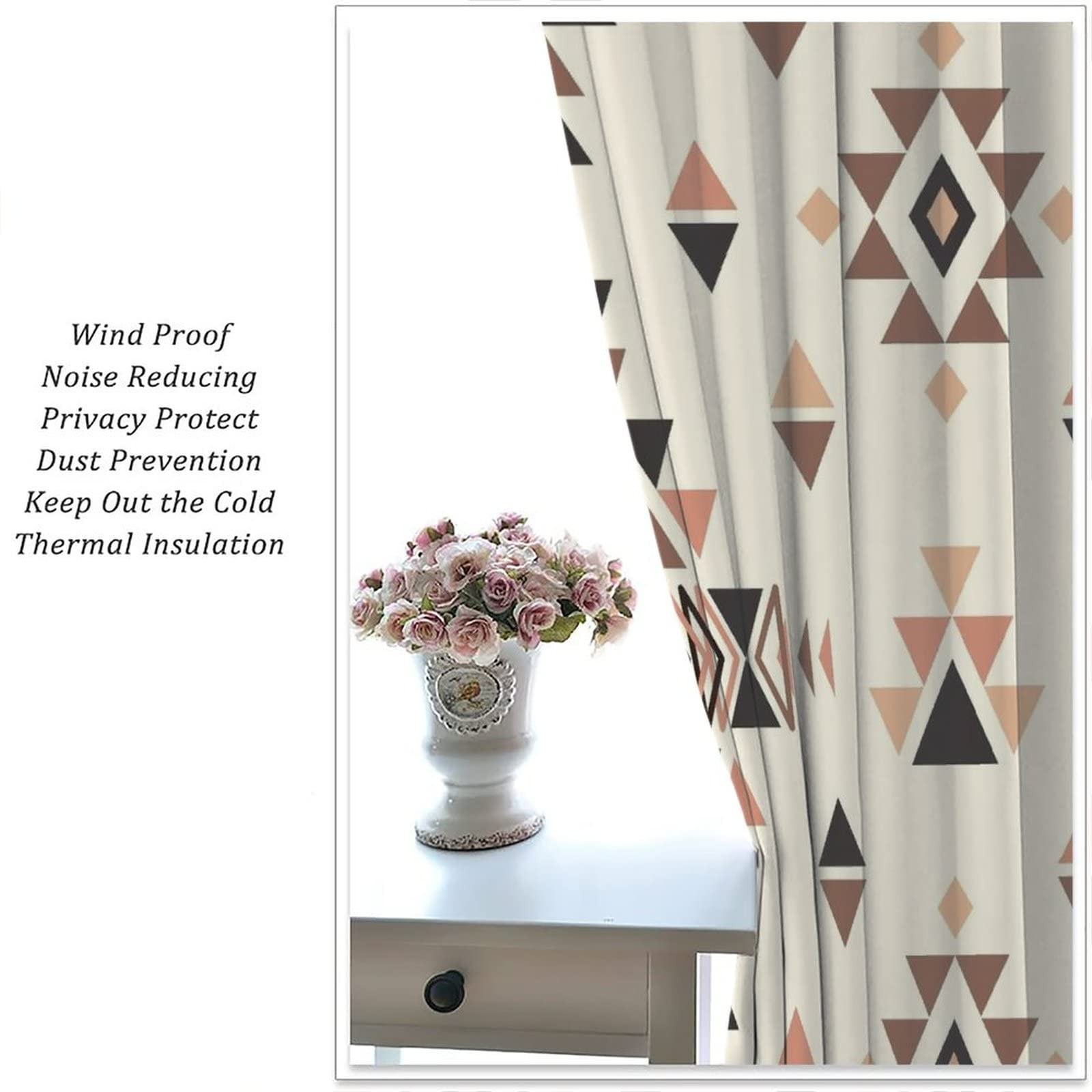 Aztec Print Pattern Curtains,Native American Ethnic Bohemian Style Window Doo…