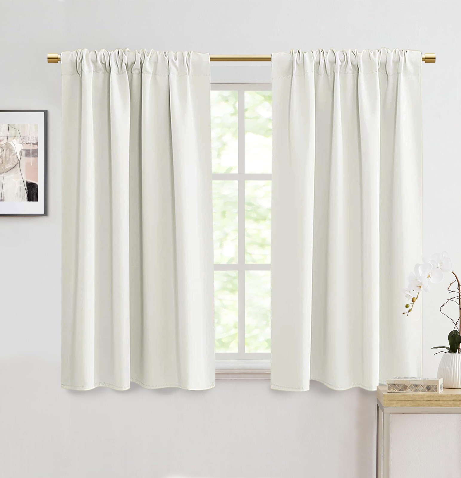 48 Inch Length Room Darkening Curtain Panels for Bedroom,Short Window Blackou…