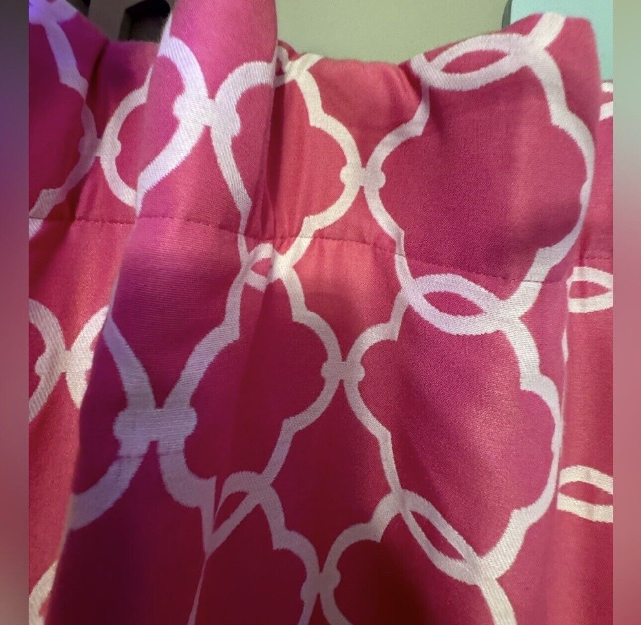 Pottery Barn Abigail Lattice Drapes Set 2 Bright Pink 44x 96 Curtain Palm Beach