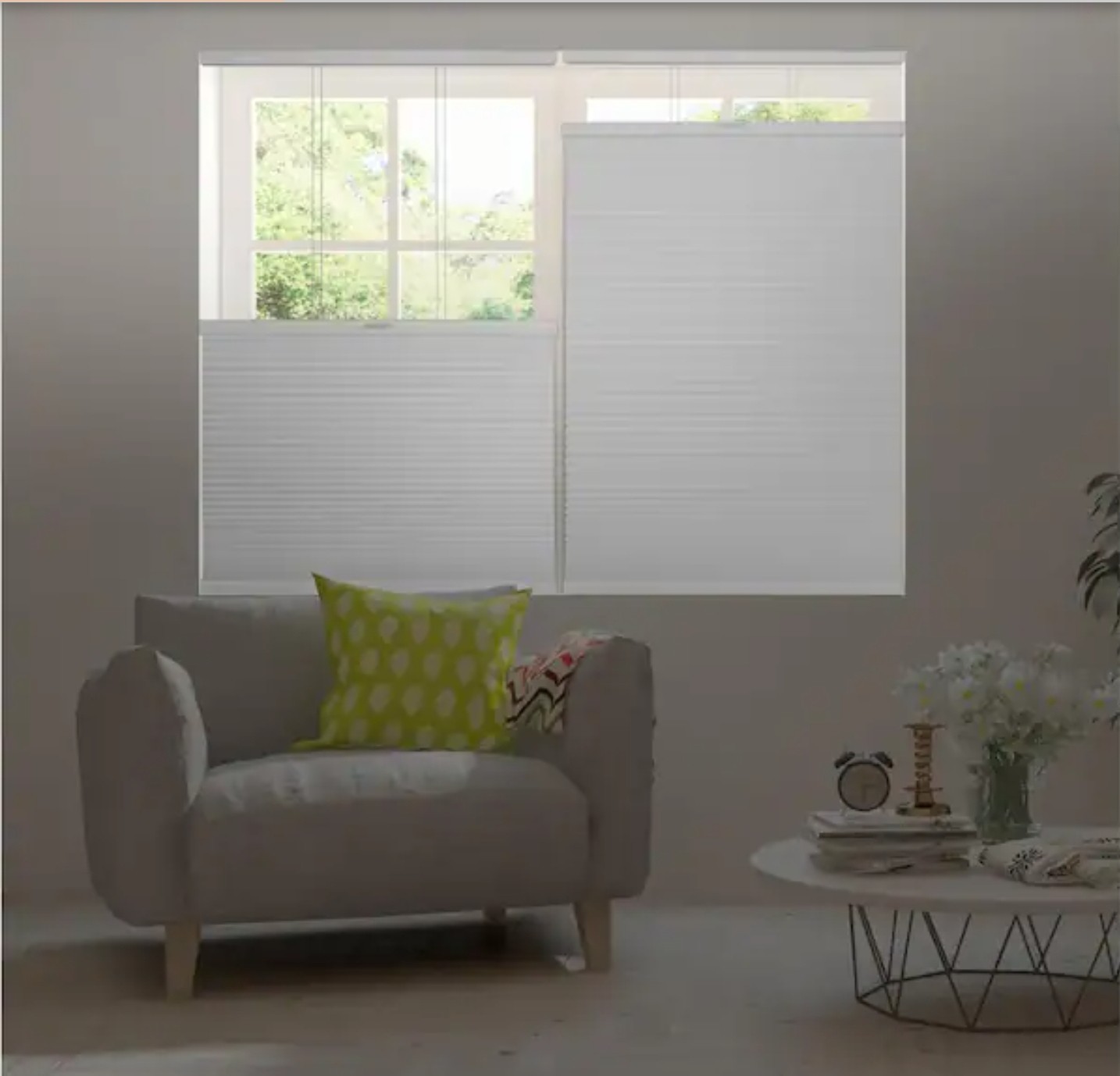 Shadow White TDBU Cordless Blackout Cellular Shade 60 in W x 48 in L