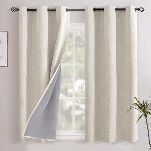 Blackout Curtains 45 Inch Long for Bedroom, 42″W x 45″L (Pack of 2) Linen