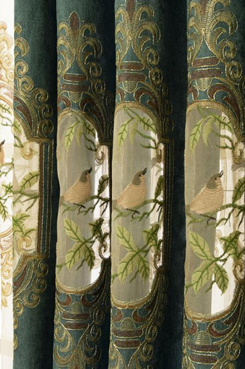 Slow Soul Bird Embroidered Curtain Curtain Room Tulle Luxury Velvet Drapes Sheer