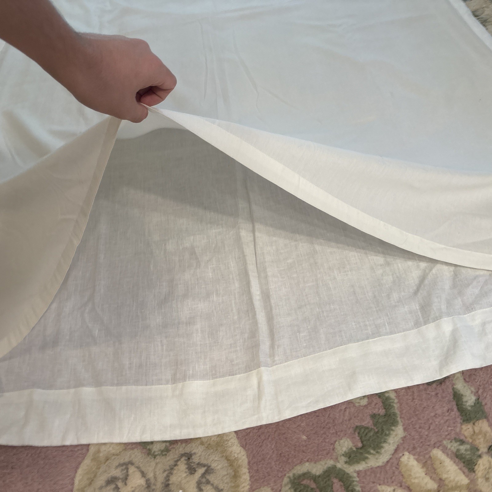 3 Peri Home Curtain Panels Ivory White 100% LINEN 86″ Long X 49″ Cotton lined