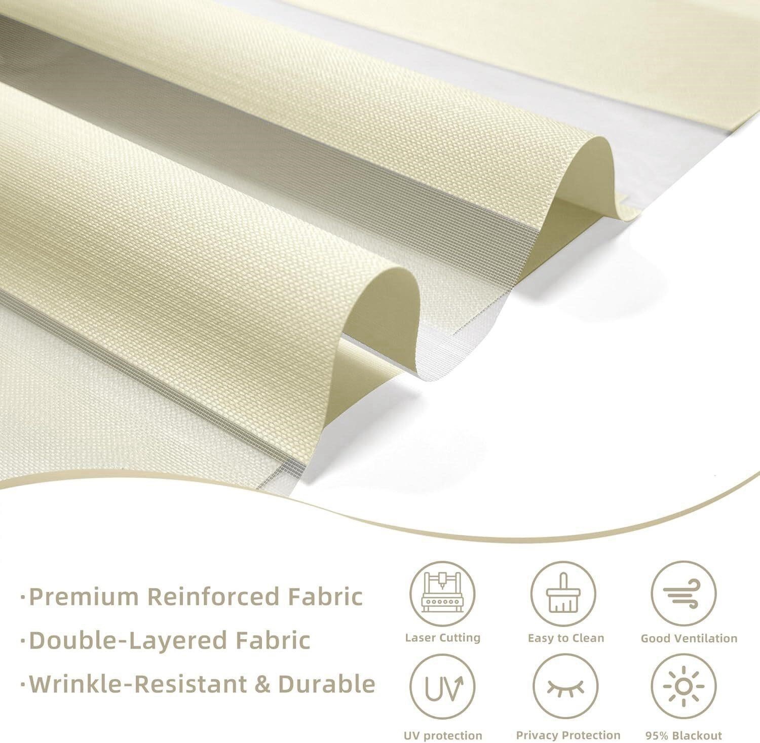 Cordless Light Filtering Zebra Roller Blind Striped Beige/White 63x72in