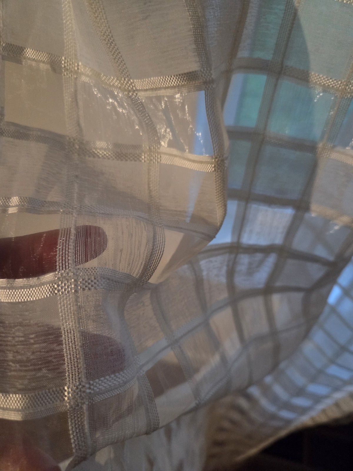Ivory Checkered Semi Sheer World Market Curtains 44×84″