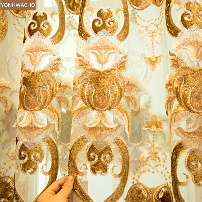 new luxury American chenille embroidery coffee cloth curtain valance tulle C162