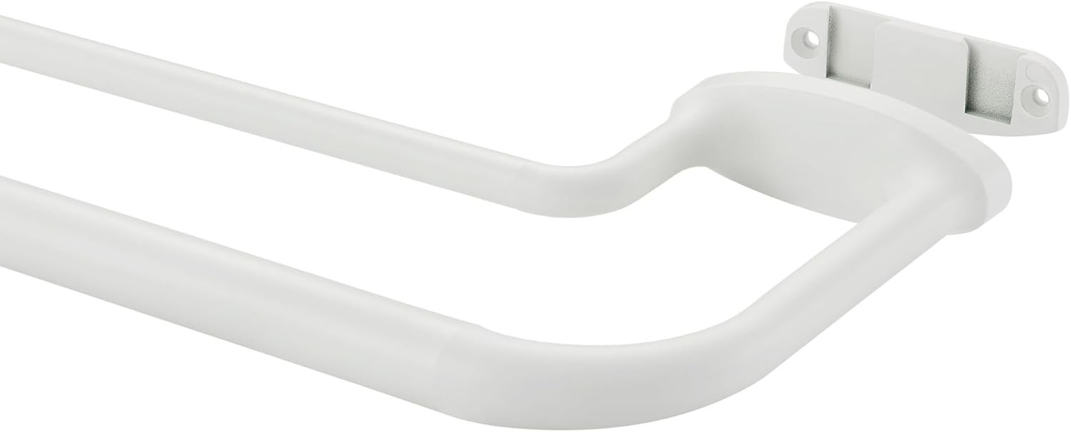 Matte White Double Wrap Around Curtain Rod for Windows 84-134 Inches w/Brackets