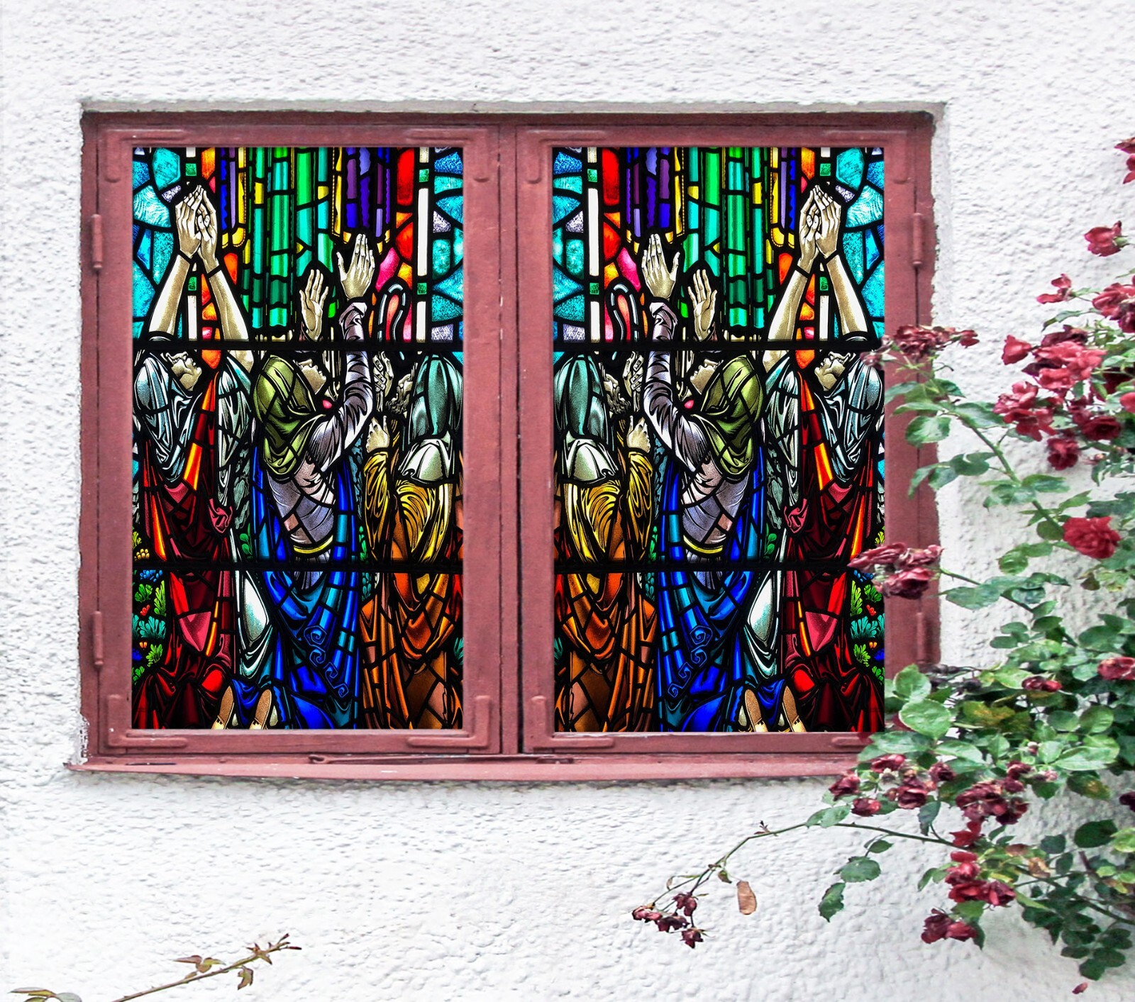 3D Prayer A436 Window Film Print Sticker Cling Stained Glass UV Sinsin