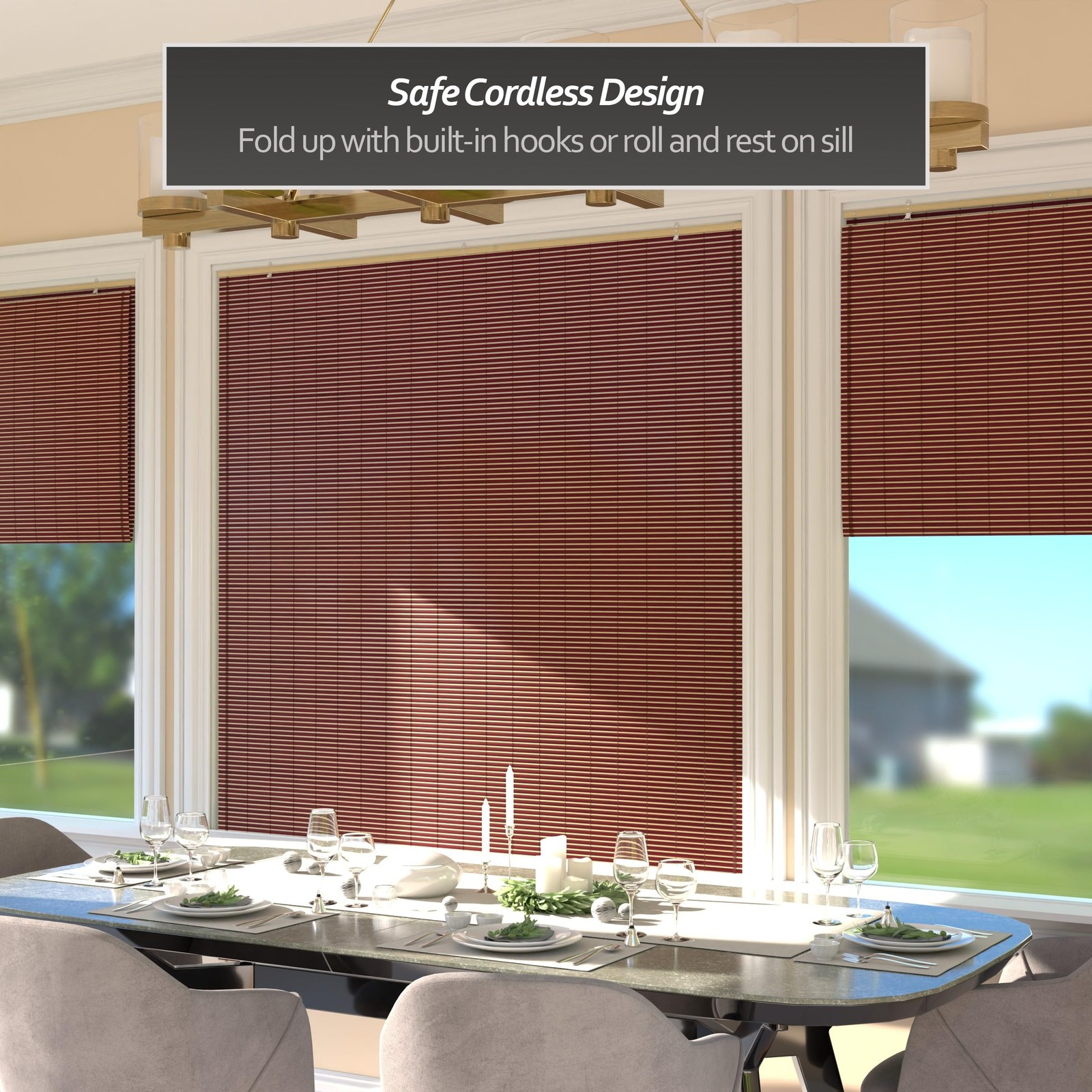 Red Lantern Bamboo Cordless Window Shade – Mahogany 60 Wide