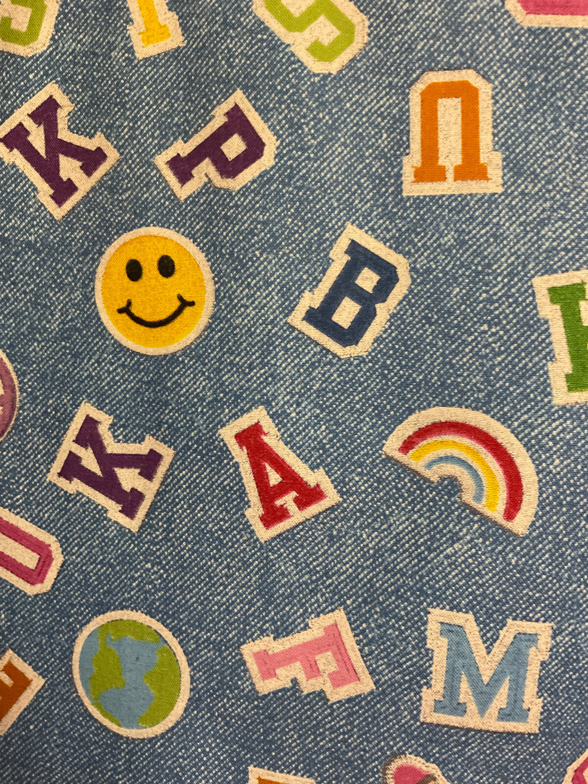 Handmade Blue Alphabet Valance, 42 X 15 INCHES