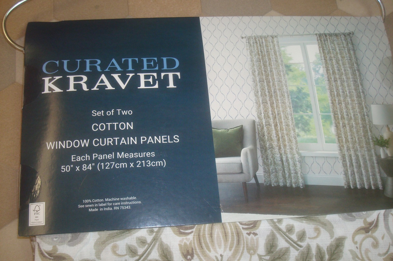 NWT Curated Kravet 2 pc Window Curtains Elephant Damask Cotton ea 50″ x 84″ lg