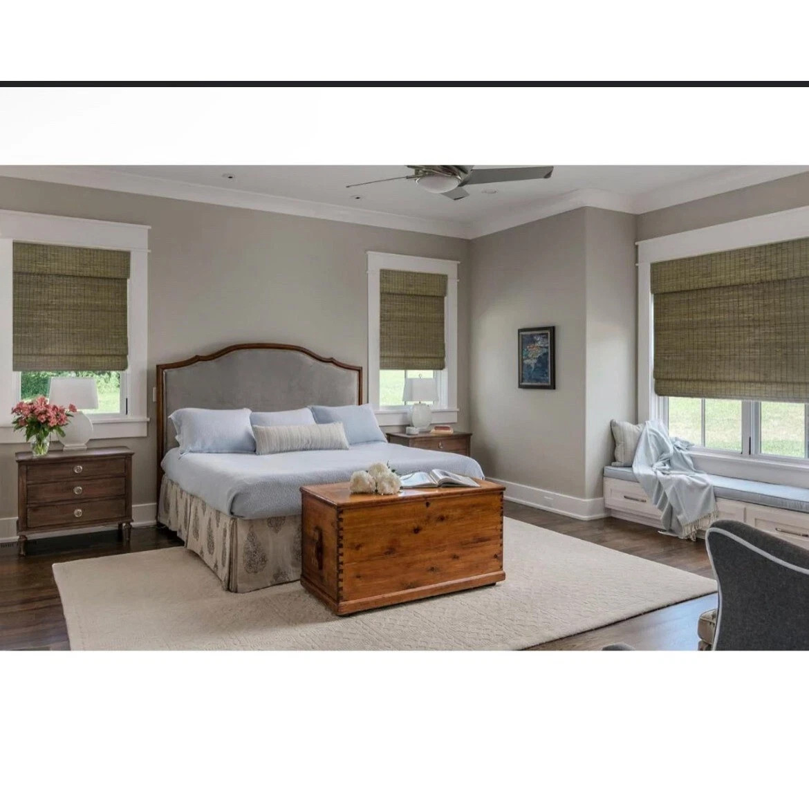 LazBlinds No Tools No Drill Cordless Bamboo Roman Shades, 34.5″ W x 64» H