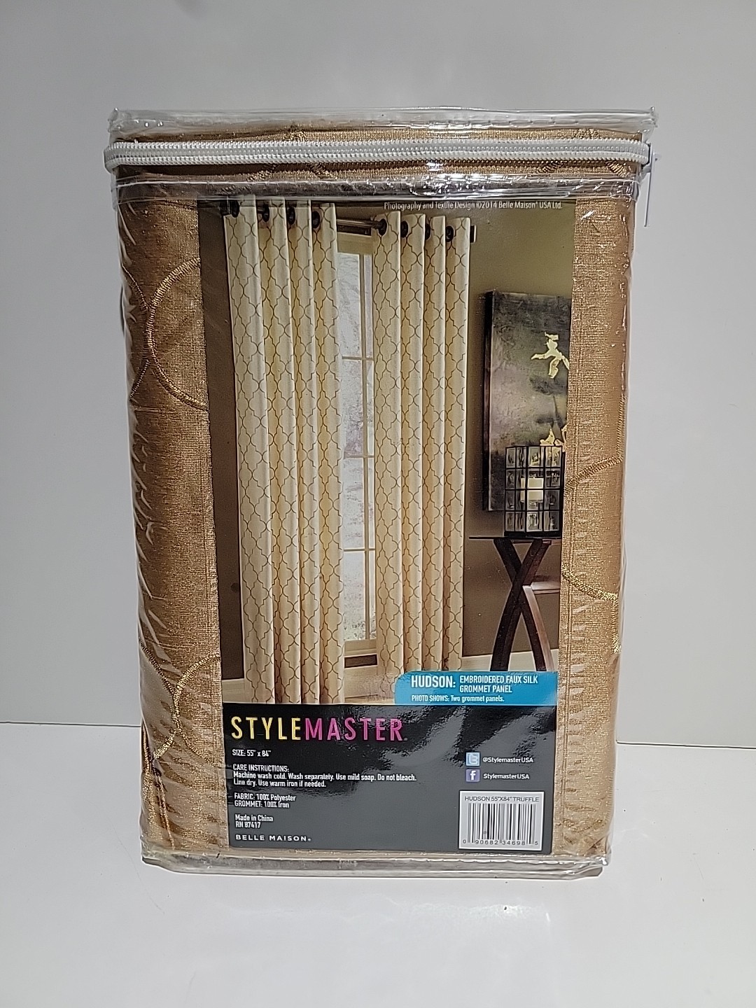 Style Master Hudson Faux-Silk 55″ x 84″ Hudson Embroided Faux Silk Grommet Panel
