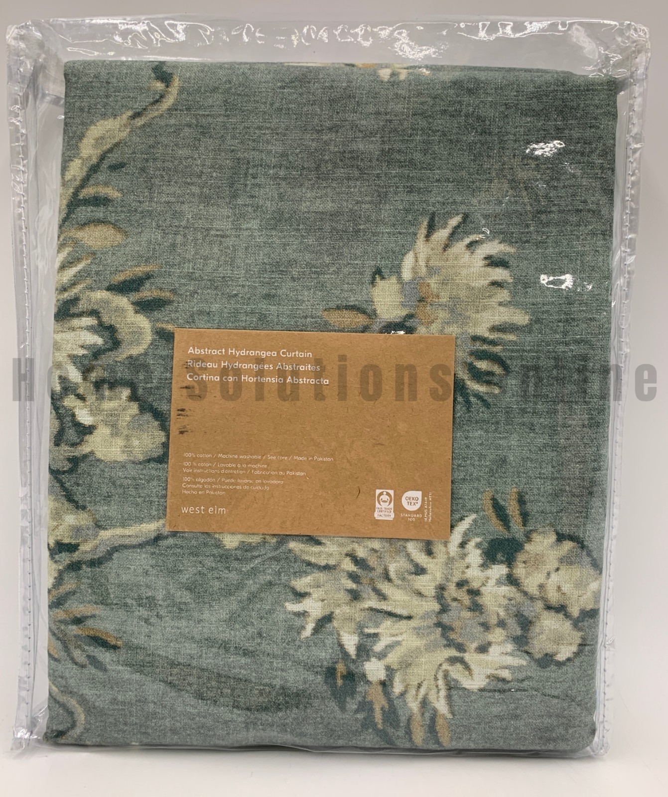 west elm Abstract Hydrangea Floral Curtain Vetiver Green 48″ x 96″ #S4240