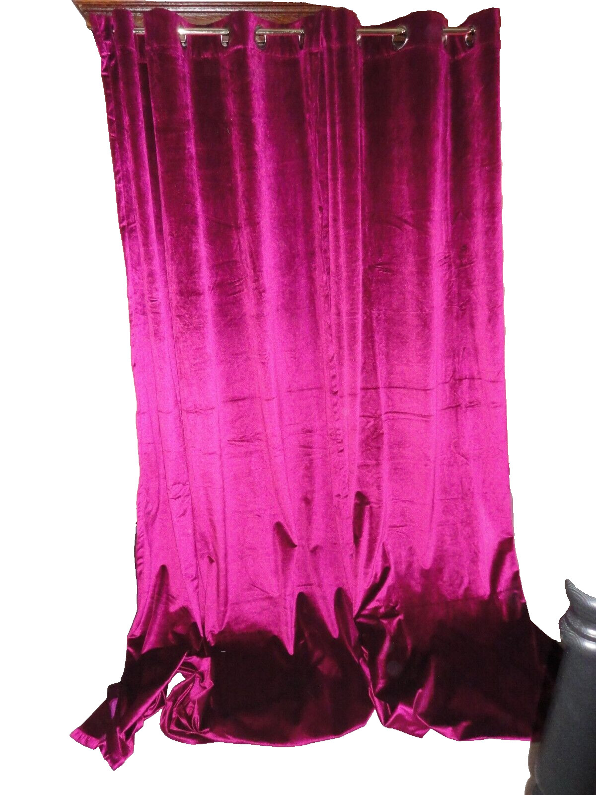 CHERRY HOME WARM LIQUID MAGENTA/FUCSHIA VELVET GROMMET (2) DRAPERY PANELS 51X96