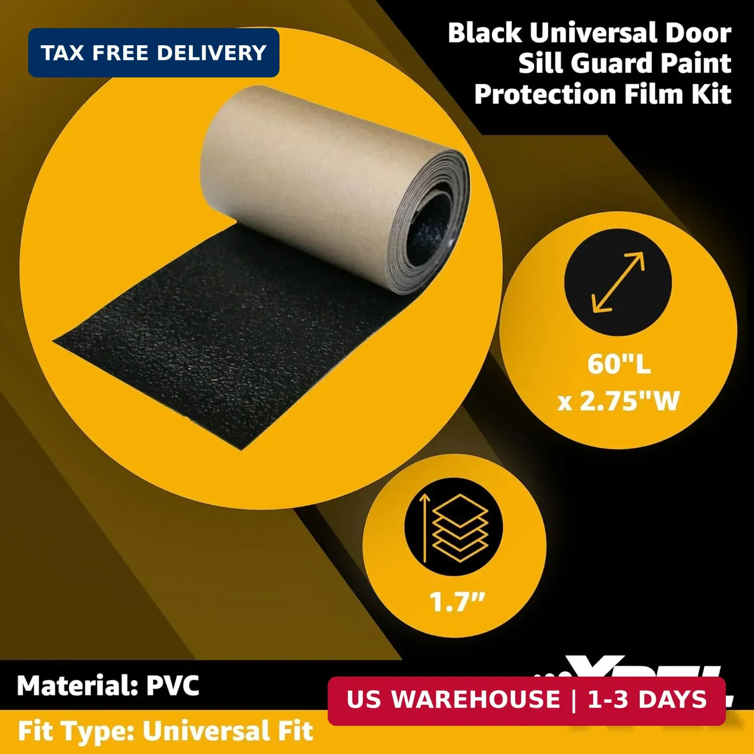 XPEL Black Universal Door Sill Guard (60″ x 2.75″) Paint Protection Film Kit