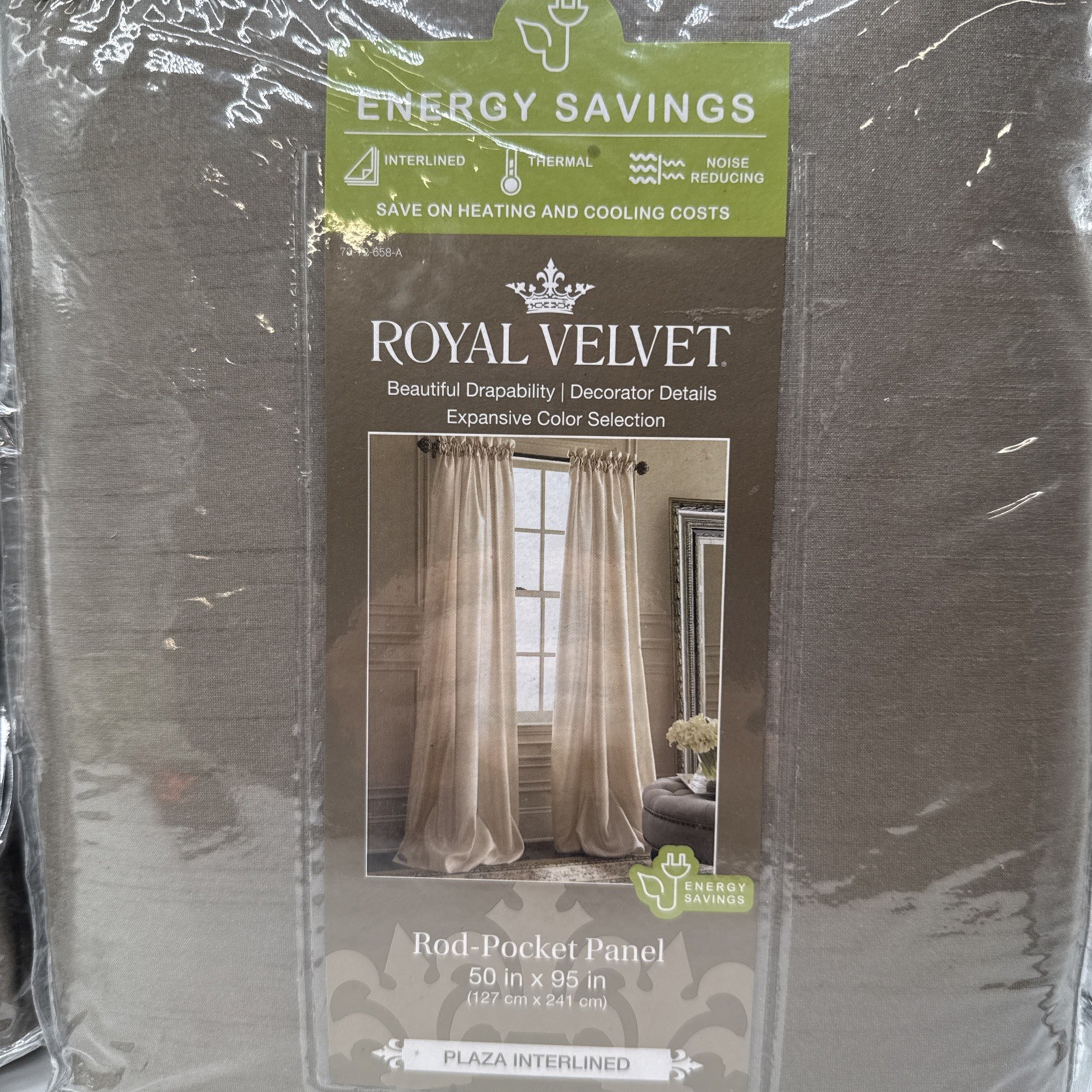 JCP Royal Velvet Plaza Panel 50x95in Smokey Taupe Curtains Energy Saving