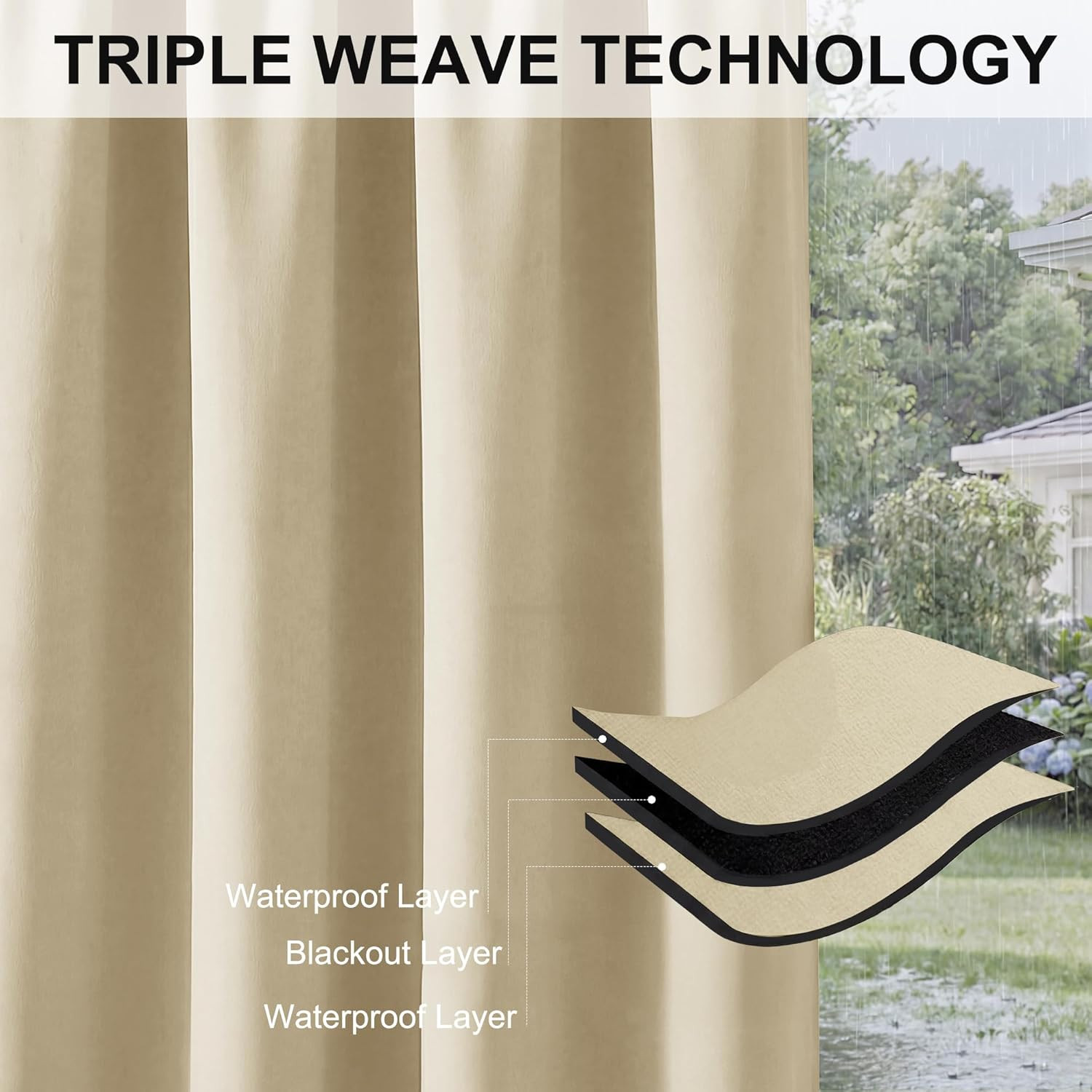 Extra Wide Outdoor Curtains for Patio Waterproof Heavy Duty Thermal Insulated in