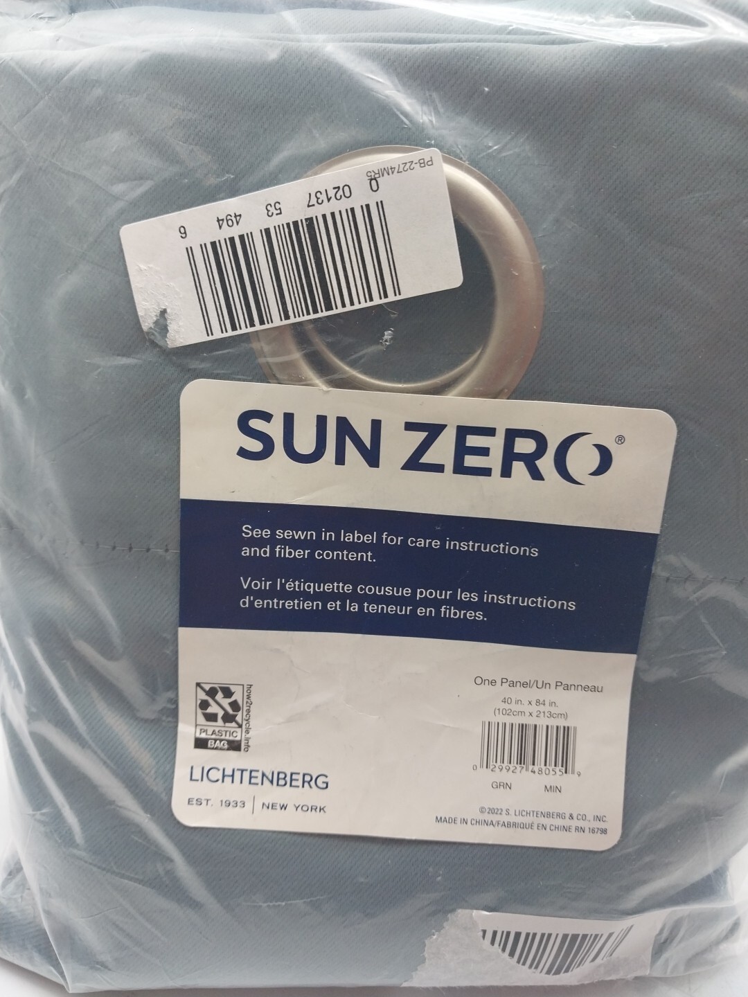 Sun Zero Panel Curtain Grommet 40in x 84in Teal Blue