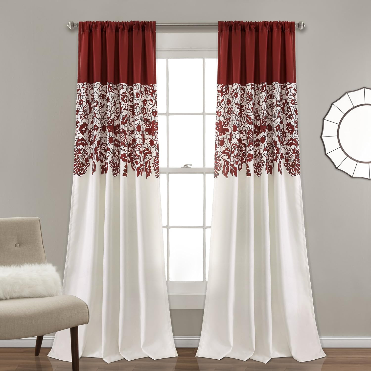 Cortinas Rojas Para Sala Elegantes Con Cenefas De 2 Paneles 54 X 84 Modernas Se